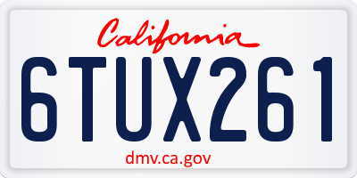 CA license plate 6TUX261