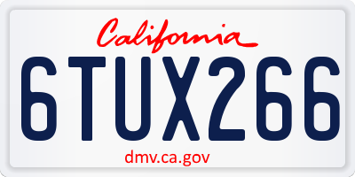 CA license plate 6TUX266