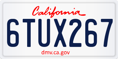 CA license plate 6TUX267