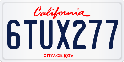 CA license plate 6TUX277