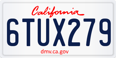 CA license plate 6TUX279