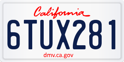 CA license plate 6TUX281