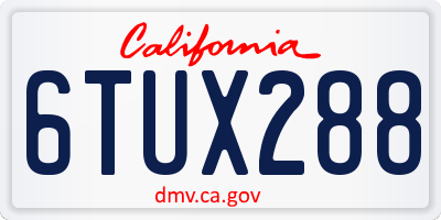 CA license plate 6TUX288