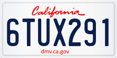 CA license plate 6TUX291