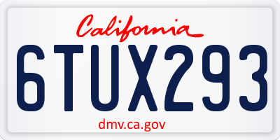 CA license plate 6TUX293