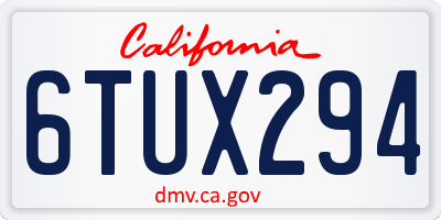 CA license plate 6TUX294