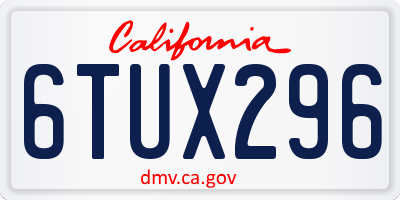 CA license plate 6TUX296