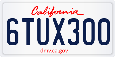 CA license plate 6TUX300
