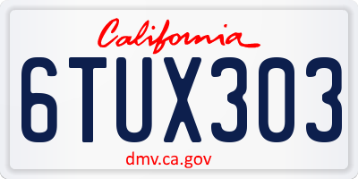 CA license plate 6TUX303