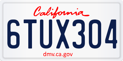 CA license plate 6TUX304
