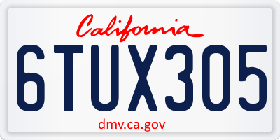 CA license plate 6TUX305