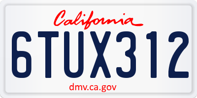 CA license plate 6TUX312