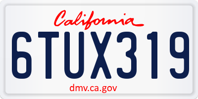 CA license plate 6TUX319