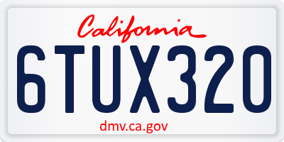 CA license plate 6TUX320