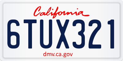 CA license plate 6TUX321