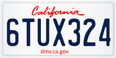 CA license plate 6TUX324