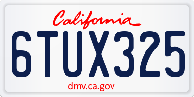 CA license plate 6TUX325