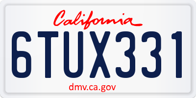 CA license plate 6TUX331