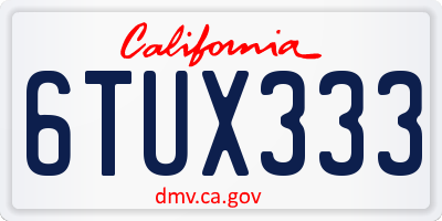 CA license plate 6TUX333