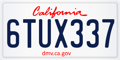 CA license plate 6TUX337