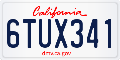 CA license plate 6TUX341