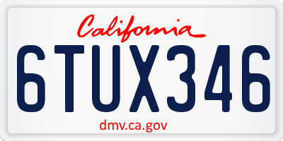 CA license plate 6TUX346