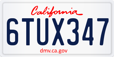 CA license plate 6TUX347