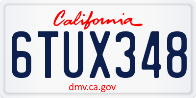 CA license plate 6TUX348