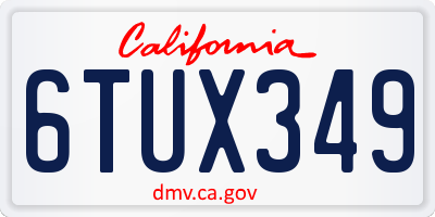 CA license plate 6TUX349
