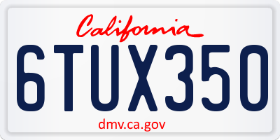 CA license plate 6TUX350