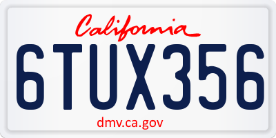 CA license plate 6TUX356