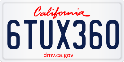 CA license plate 6TUX360