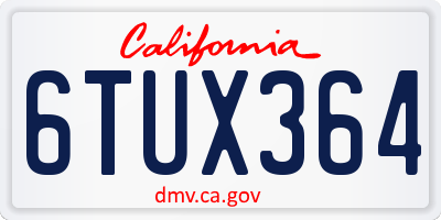 CA license plate 6TUX364