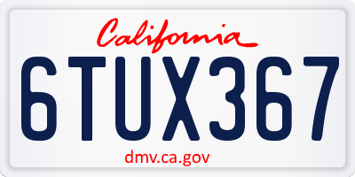 CA license plate 6TUX367