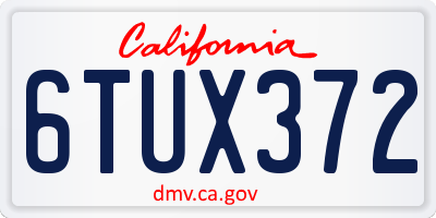 CA license plate 6TUX372