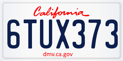 CA license plate 6TUX373