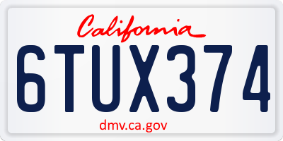CA license plate 6TUX374