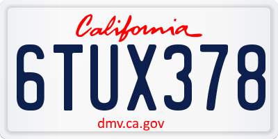 CA license plate 6TUX378