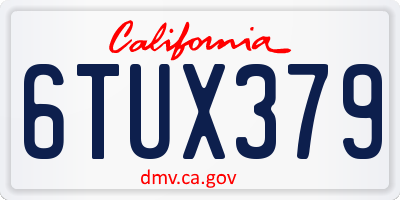 CA license plate 6TUX379