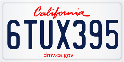 CA license plate 6TUX395