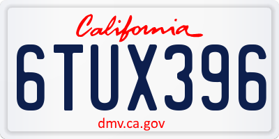 CA license plate 6TUX396