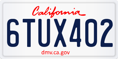 CA license plate 6TUX402