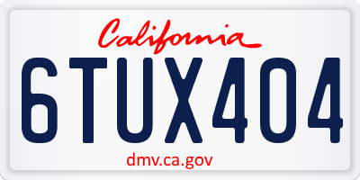 CA license plate 6TUX404