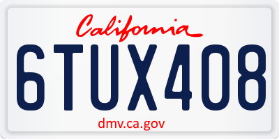 CA license plate 6TUX408