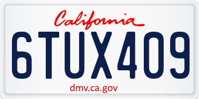 CA license plate 6TUX409