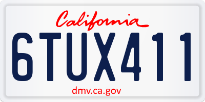 CA license plate 6TUX411