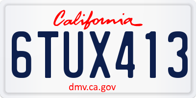 CA license plate 6TUX413
