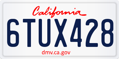 CA license plate 6TUX428