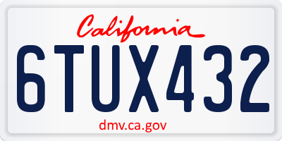 CA license plate 6TUX432