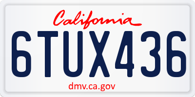 CA license plate 6TUX436